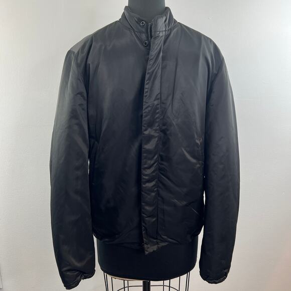 THEORY Slick Black Long Sleeve Mock Neck Zip Front Jacket Bomber M Medium - Picture 1 of 5